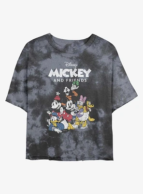 Disney Mickey Mouse Friends Group Tie-Dye Girls Crop T-Shirt