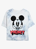 Disney Mickey Mouse Heads Up Tie-Dye Girls Crop T-Shirt