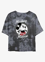 Disney Mickey Mouse Badge Tie-Dye Girls Crop T-Shirt