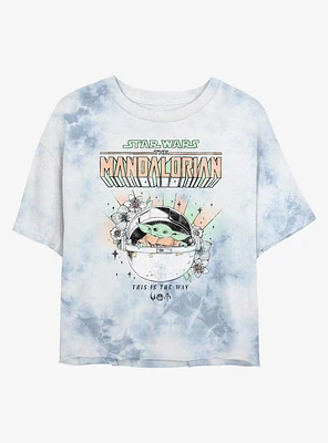 Star Wars The Mandalorian Floral Child Tie-Dye Girls Crop T-Shirt