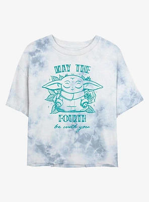 Star Wars The Mandalorian Fourth of Grogu Tie-Dye Girls Crop T-Shirt