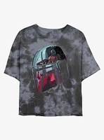 Star Wars The Mandalorian Helmet Scenes Tie-Dye Girls Crop T-Shirt