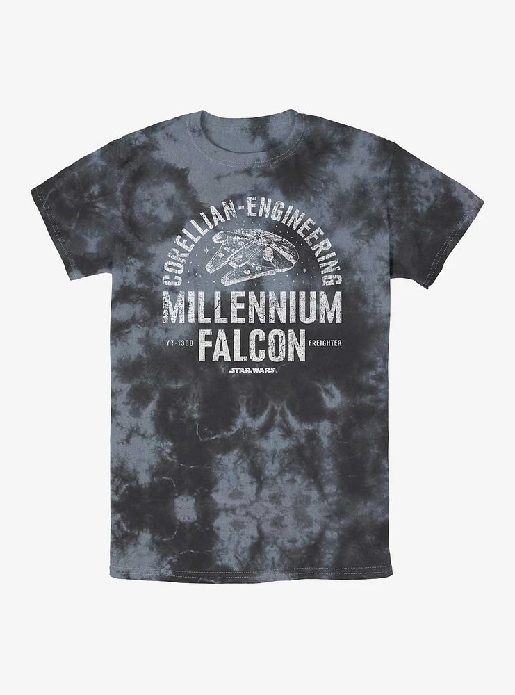 Star Wars Corellian Engineering Millennium Falcon Tie-Dye T-Shirt
