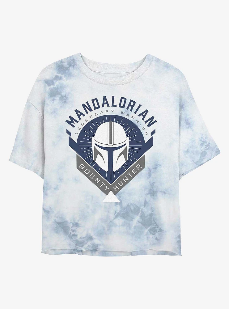 Star Wars The Mandalorian Bounty Hunter Crest Tie-Dye Girls Crop T-Shirt