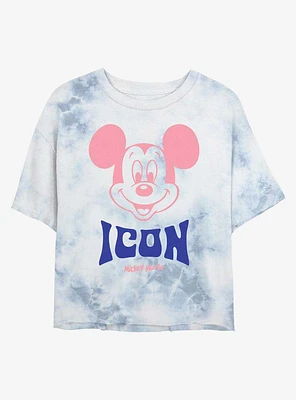 Disney Mickey Mouse Icon Tie-Dye Girls Crop T-Shirt