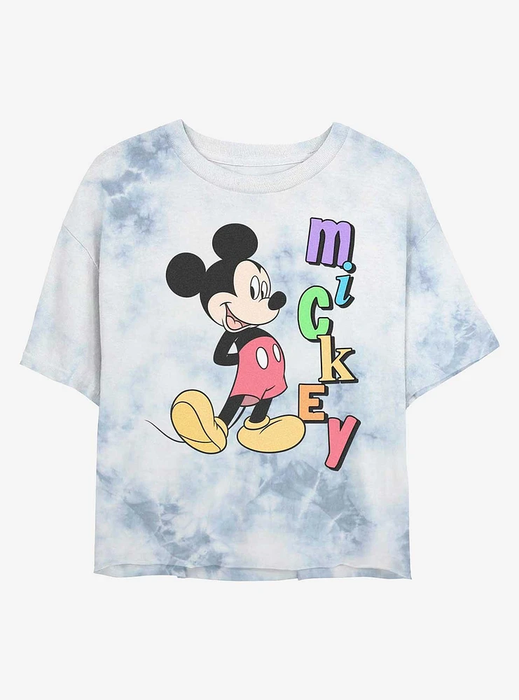 Disney Mickey Mouse Name Tie-Dye Girls Crop T-Shirt