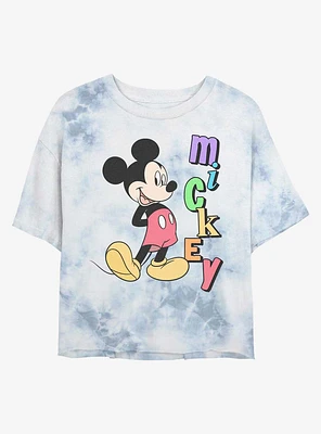 Disney Mickey Mouse Name Tie-Dye Girls Crop T-Shirt