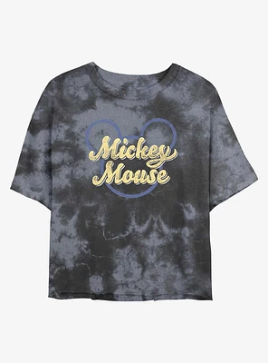 Disney Mickey Mouse Script Tie-Dye Girls Crop T-Shirt