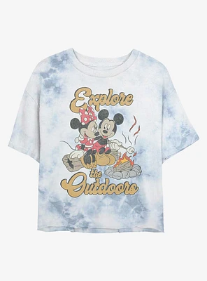 Disney Mickey Mouse Outdoors Campfire Tie-Dye Girls Crop T-Shirt