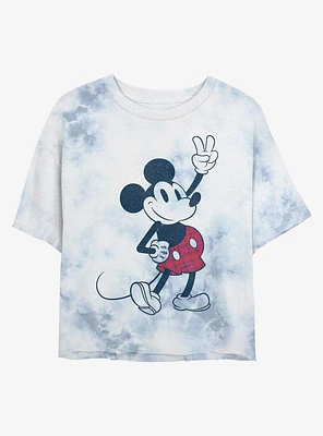 Disney Mickey Mouse Plaid Tie-Dye Girls Crop T-Shirt