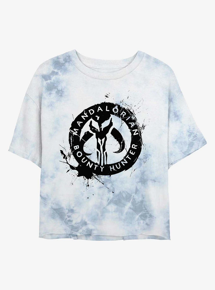 Star Wars The Mandalorian Painted Skull Tie-Dye Girls Crop T-Shirt