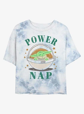 Star Wars The Mandalorian Grogu Power Nap Tie-Dye Girls Crop T-Shirt