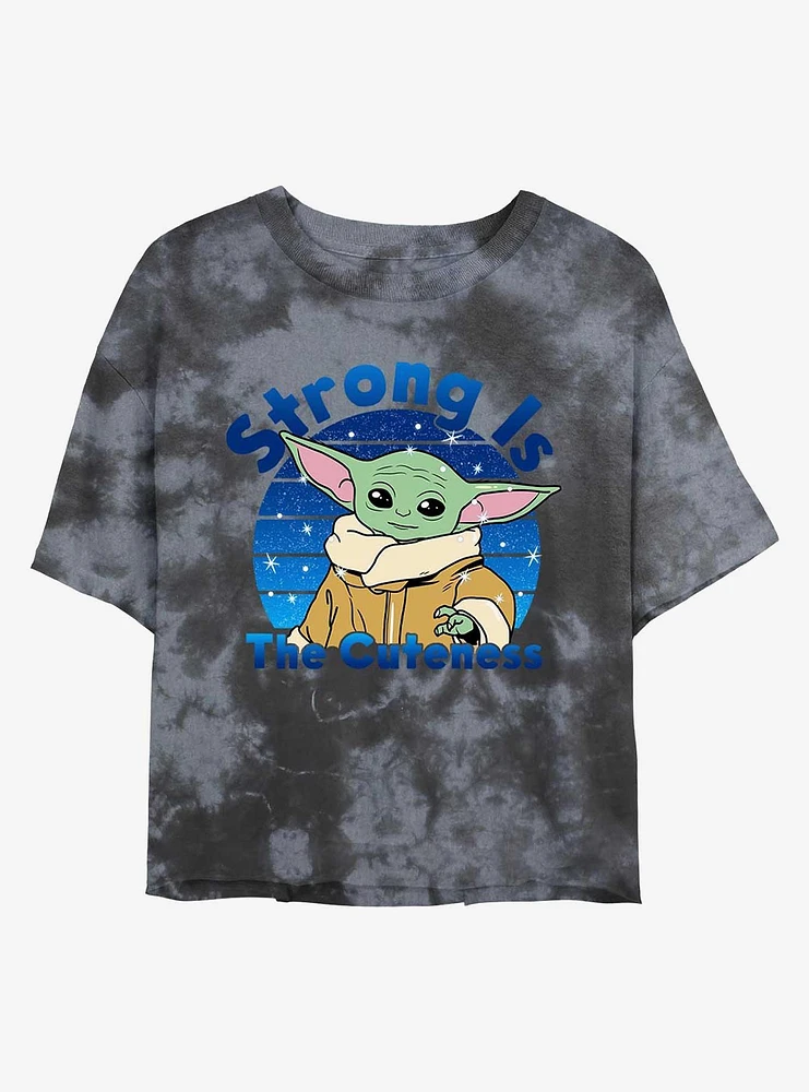 Star Wars The Mandalorian Grogu Strong Is Cuteness Tie-Dye Girls Crop T-Shirt