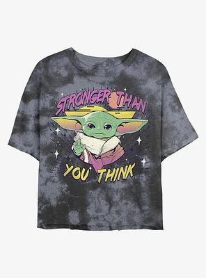 Star Wars The Mandalorian Grogu Stronger Than You Think Tie-Dye Girls Crop T-Shirt