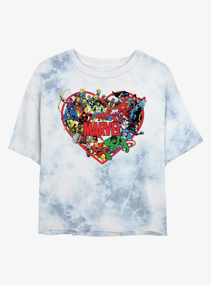 Marvel Hero Heart Tie-Dye Girls Crop T-Shirt