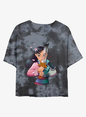 Disney Mulan Warrior Princess Tie-Dye Girls Crop T-Shirt