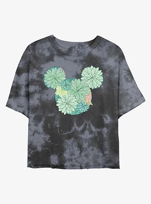 Disney Mickey Mouse Succulents Tie-Dye Girls Crop T-Shirt