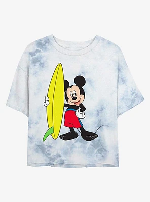 Disney Mickey Mouse Surf's Up Tie-Dye Girls Crop T-Shirt