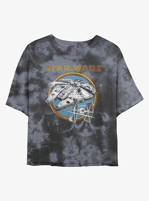 Star Wars Falcon Battleship Tie-Dye Girls Crop T-Shirt