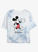 Disney Mickey Mouse Waving Hi Tie-Dye Girls Crop T-Shirt