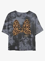 Disney Minnie Mouse Animal Print Bow Tie-Dye Girls Crop T-Shirt