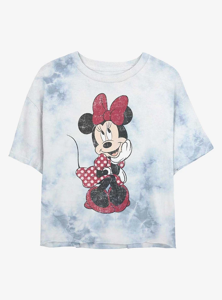 Disney Minnie Mouse Polka Dot Tie-Dye Girls Crop T-Shirt