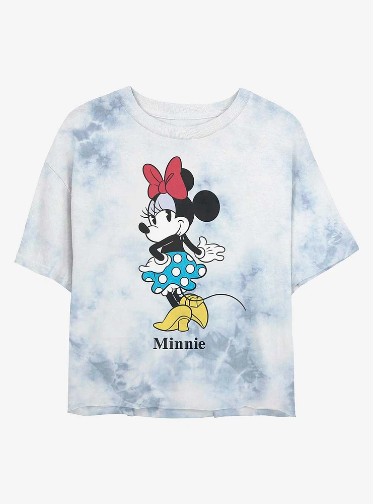 Disney Minnie Mouse Polka Dot Skirt Tie-Dye Girls Crop T-Shirt