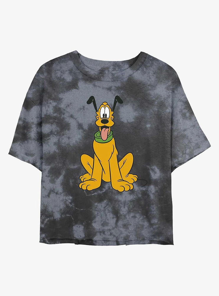 Disney Pluto Traditional Tie-Dye Girls Crop T-Shirt