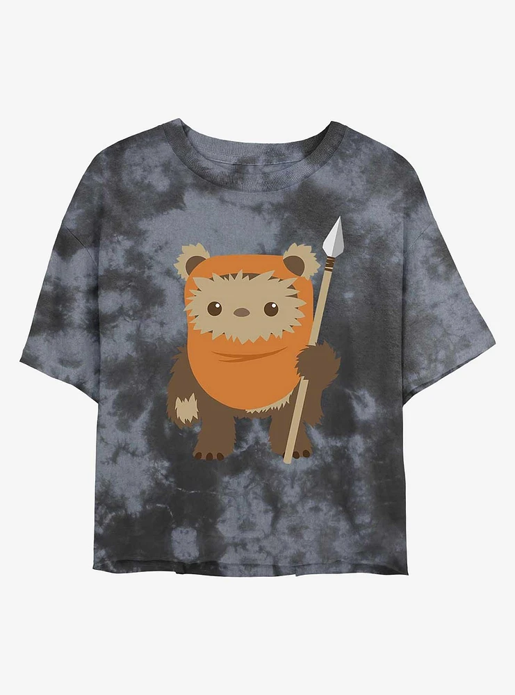 Star Wars Ewok Spear Tie-Dye Girls Crop T-Shirt