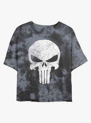 Marvel The Punisher Distressed Skull Tie-Dye Girls Crop T-Shirt