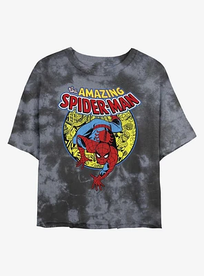 Marvel Spider-Man Urban Hero Tie Dye Crop Girls T-Shirt