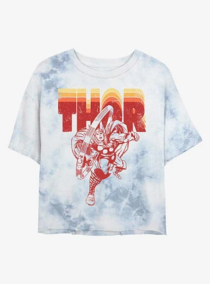 Marvel Thor Retro Tie-Dye Girls Crop T-Shirt