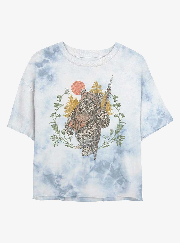 Star Wars Ewok Sunset Tie-Dye Girls Crop T-Shirt