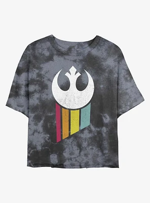 Star Wars Rainbow Rebel Logo Tie-Dye Girls Crop T-Shirt