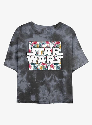 Star Wars Floral Logo Tie-Dye Girls Crop T-Shirt