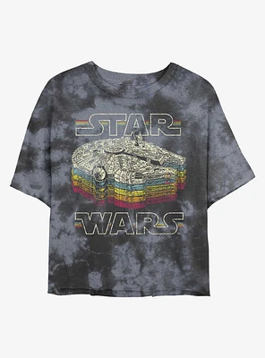 Star Wars Retro Millennium Falcon Tie-Dye Girls Crop T-Shirt