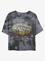 Star Wars Retro Millennium Falcon Tie-Dye Girls Crop T-Shirt