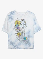 Disney Tangled Rapunzel Sketch Tie-Dye Girls Crop T-Shirt