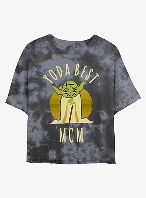 Star Wars Yoda Best Mom Tie-Dye Girls Crop T-Shirt