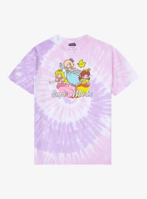 Super Mario Princess Trio Tie-Dye Boyfriend Fit Girls T-Shirt