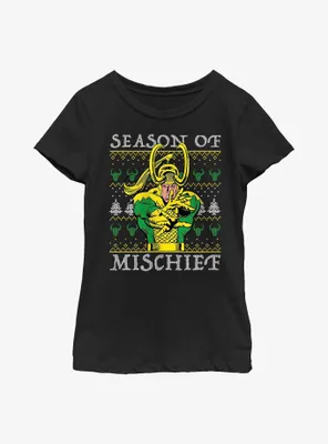 Marvel Loki Mischief Season Ugly Christmas Youth Girls T-Shirt