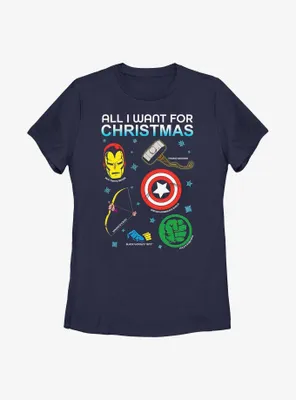 Marvel Avengers Christmas List Womens T-Shirt