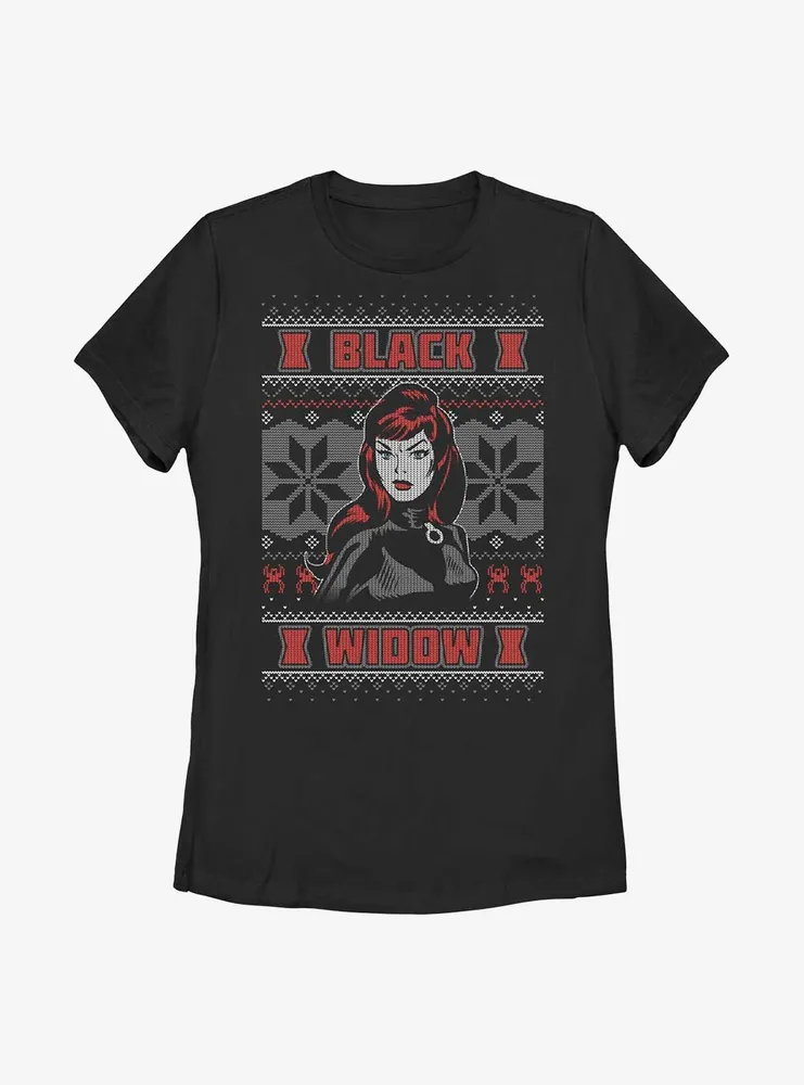 Marvel Black Widow Ugly Christmas Womens T-Shirt