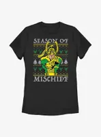 Marvel Loki Mischief Season Ugly Christmas Womens T-Shirt