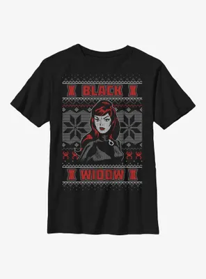 Marvel Black Widow Ugly Christmas Youth T-Shirt