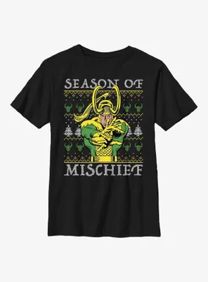 Marvel Loki Mischief Season Ugly Christmas Youth T-Shirt