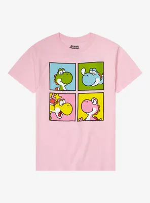 Yoshi Pink Grid Boyfriend Fit Girls T-Shirt