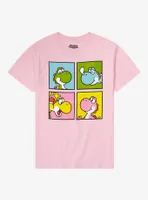 Yoshi Pink Grid Boyfriend Fit Girls T-Shirt