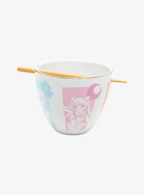 Sailor Moon Sailor Scouts Pastel Panels Ramen Bowl with Chopsticks