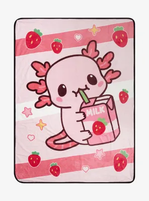 Strawberry Milk Axolotl Plush Throw